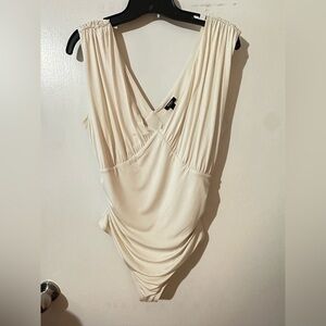 Elegant Cream Draped Bodysuit